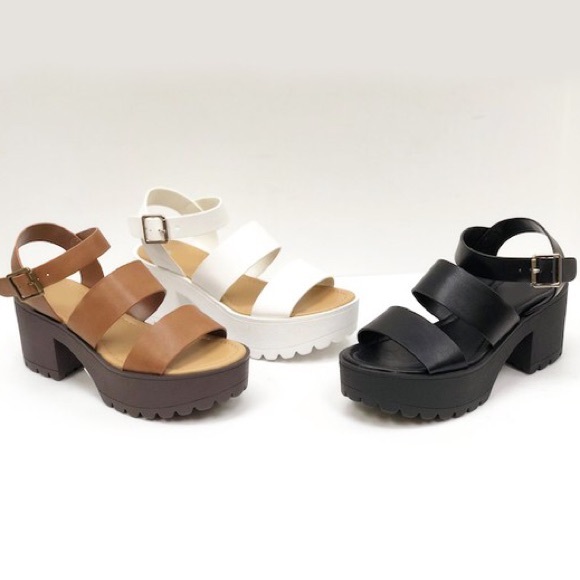 Last Pair! Soda Account Nude Platform Lug Sole Chunky Heel Sandal 9 - Picture 6 of 6